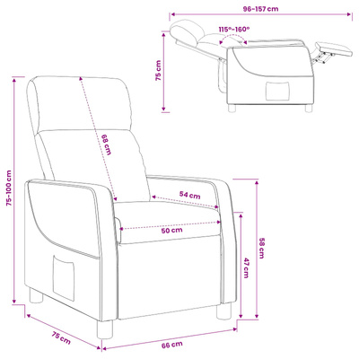 Fotel recliner Fioletowy tkanina
