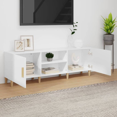 vidaXL Szafka pod TV, biała, 150x30x50 cm, materiał drewnopochodny wariant 5