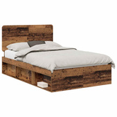 Ramka łóżka Stare drewno 135 x 190 cm Lite drewno sosnowe