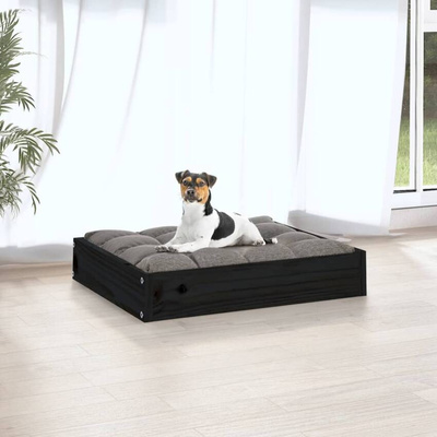 vidaXL Legowisko dla psa, czarne, 51,5x44x9 cm, lite drewno sosnowe
