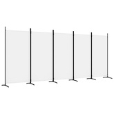 Parawan 5-panelowy, biały, 433x180 cm, tkanina