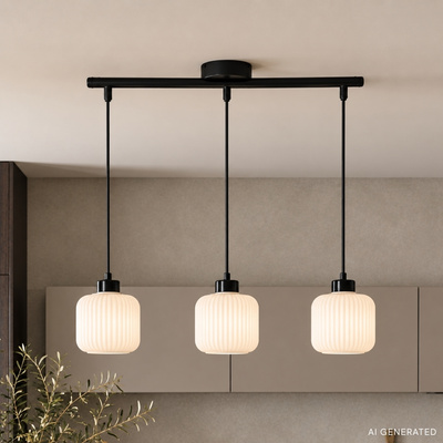 ESTILO lampa wisząca czarny 3x40W E27 klosz biały