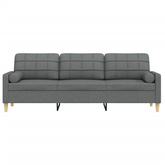 3-osobowa sofa z poduszkami, ciemnoszara, 210 cm, obita tkaniną