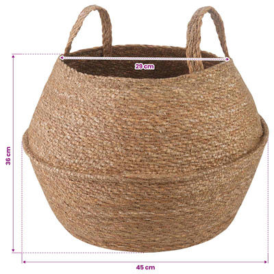 Doniczka z uchwytami naturalny ? 45 x 36 cm 100% Trawa morska