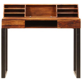vidaXL Biurko, 110x55x94 cm, lite drewno sheesham i stal