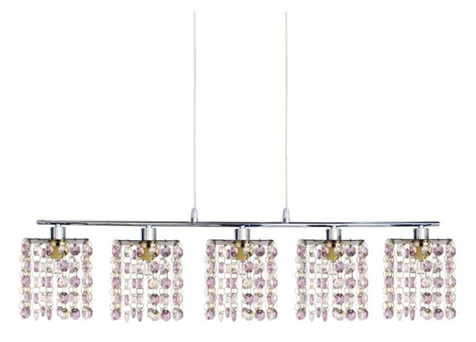Lampa wisząca Classic z kryształkami 5-punktowa chromowana nad stół
