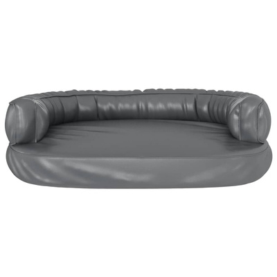 vidaXL Ergonomiczne legowisko dla psa, szare, 88x65 cm, sztuczna skóra