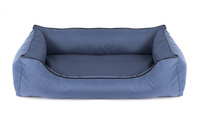 Legowisko dla psa Sofa Valencia Standard w kolorze niebieskim z czarnym wykończeniem Rozmiar: L - 100 x 75 cm