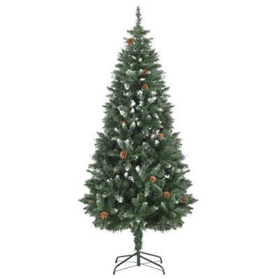 vidaXL Sztuczna choinka z lampkami i szyszkami, 180 cm