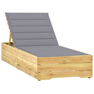 vidaXL Leżak z szarą poduszką, impregnowane drewno sosnowe