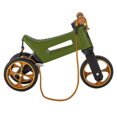 FWRider Super Sport 517481 Kolor: Khaki z brązowymi felgami Rowerek biegowy Jeździk 2w1 Ciche koła + Pasek do noszenia dla Rodzica
