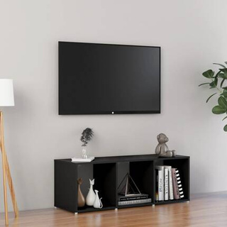 vidaXL Szafka pod TV, czarna, 107x35x37 cm, materiał drewnopochodny