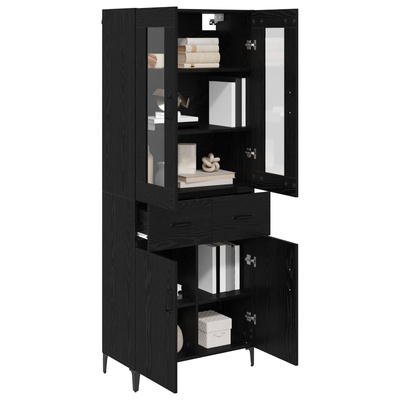 Highboard Czarny Dąb 69,5 x 34 x 180 cm Drewno inżynieryjne