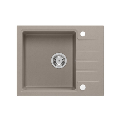 Zlewozmywak granitowy PETER 116 – jednokomorowy, wpuszczany, soft taupe/elementy stalowe, Quadron