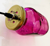 Lampa wisząca Jars pojedyncza z fioletowym kloszem do jadalni E14