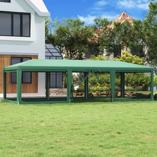vidaXL Namiot imprezowy z 8 ścianami z siatki, zielony, 9x4 m, HDPE