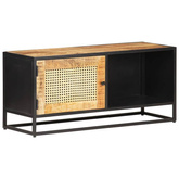 vidaXL Szafka pod TV, 90x30x40 cm, drewno mango i naturalna trzcina