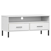 vidaXL Szafka pod TV OSLO, metalowe nóżki, biała, sosnowa model standard