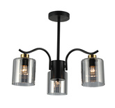 Lampa wisząca Visto potrójna z dymionym kloszem szklana czarna E27