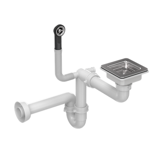 Odpływ zatyczkowy KWADRATOWY z syfonem 1-komorowy stal szczotkowana (GRANIT-pionowy), save space