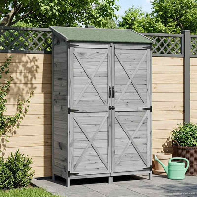Shed ogrodowy Szary 106 x 56 x 176,5 cm Drewno Świerkowe