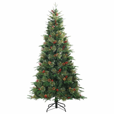 Sztuczna choinka z zawiasami Zielony 210 cm PVC, PE i Stal