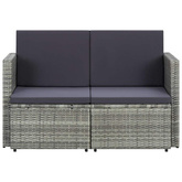 2-osobowa sofa ogrodowa z poduszkami, polirattan, szara