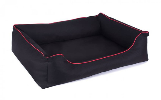 Legowisko dla psa Sofa Valencia Standard w kolorze czarnym z czerwonym wykończeniem Rozmiar: XL - 120 x 90 cm - do samodzielnego złożenia
