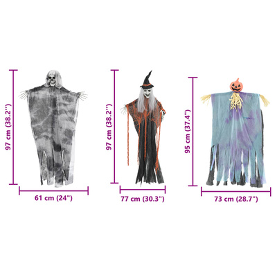 Zawieszany Duch Halloween 3 pcs Wielokolorowe 61 x 97 cm