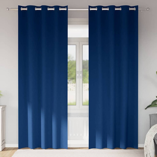 Firany blackout z kółkami 2 pcs Ciemnoniebieski 225 x 140 cm