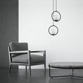 Lampa Wisząca Czarna Kula Mleczna Abruzzo Rossi E27