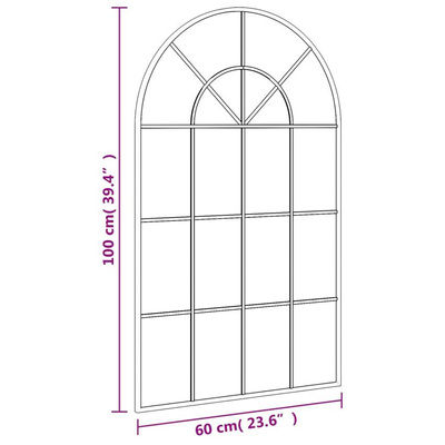 vidaXL Lustro ścienne, czarne, 60x100 cm, zakończone łukiem, żelazo