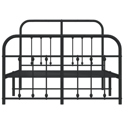 vidaXL Metalowa rama łóżka z wezgłowiem i zanóżkiem, czarna, 120x190cm