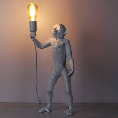 Lampa Stołowa Biała Małpa 55cm Abruzzo Cezar E27