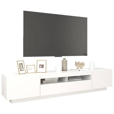 vidaXL Szafka pod TV z oświetleniem LED, biała, 200x35x40 cm