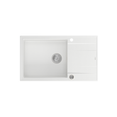 EVAN 136 XL GraniteQ zlewozmywak z syfonem Push To Open 1-komorowy z/o (860x500x210; kom. 420x490) snow white / elementy stalowe