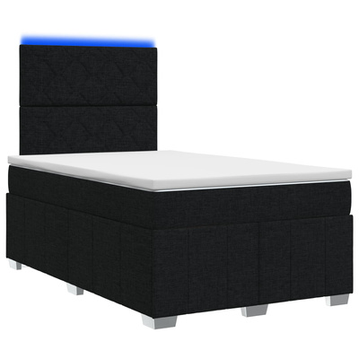 Łóżko z box spring LED z materacem Czarny 120 x 200 cm tkanina
