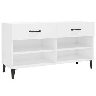 Szafka na buty, wysoki połysk, biała, 102x35x55 cm