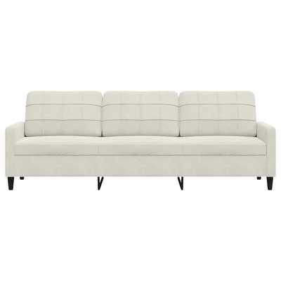 3-osobowa sofa, kremowa, 210 cm, tapicerowana aksamitem