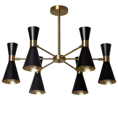 Lampa Sufitowa Żyrandol Czarno Złoty Abruzzo Salvatore 6xE27