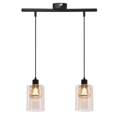 Lampa wisząca Ducato podwójna z kloszem szklana bursztynowa do jadalni