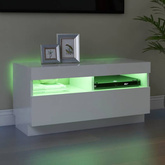 vidaXL Szafka pod TV z oświetleniem LED, biała z połyskiem, 80x35x40cm