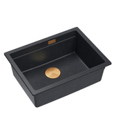 LOGAN 100 GraniteQ zlewozmywak black diamond 59,5x45,1x21,5 cm 1-komorowy wpuszczany z syfonem manualnym miedziany