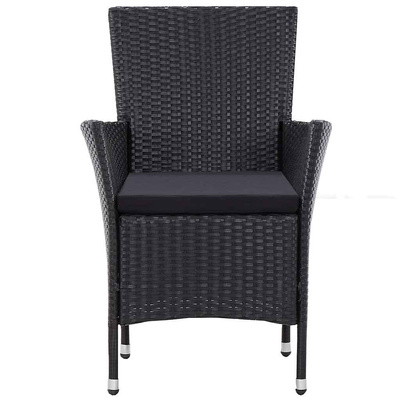 5-cz. zestaw mebli ogrodowych, rattan PE, czarny
