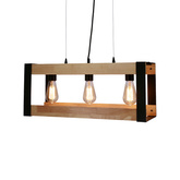Lampa wisząca czarna metalowa + drewno 3xE27 Varna 33-79077