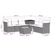Zestaw Sof 8 szt. Szary i granatowy Rattan polietylenowy i stal