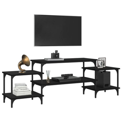 vidaXL Szafka pod TV, czarna, 157x35x52 cm, materiał drewnopochodny