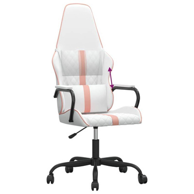 vidaXL Fotel gamingowy, biało-różowy, sztuczna skóra model standard