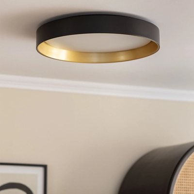 Plafon LED 31W Okrągły Czarno Złoty 50cm 3 Barwy Świecenia CCT Abruzzo Roma