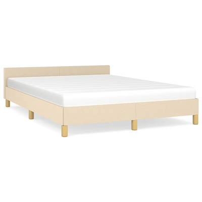 vidaXL Rama łóżka z zagłówkiem, kremowa, 140x200 cm, obita tkaniną model standard